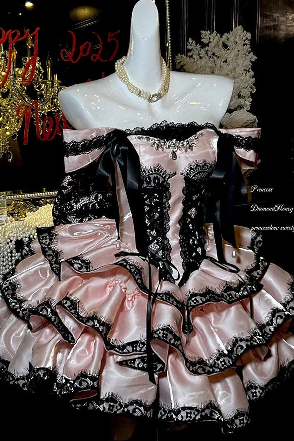 [Pre-order Item] Romantic Lace Mini Lolita Dress + Ribbon Train