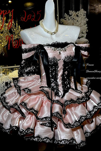 [Pre-order Item] Romantic Lace Mini Lolita Dress + Ribbon Train