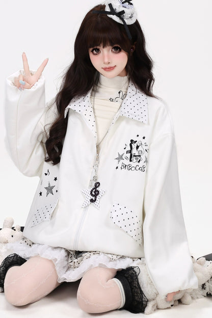 Reversible Polka Dot Lapel Jacket
