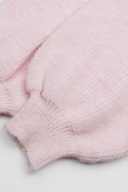 Ensemble robe-pull en maille rose à épaules dénudées