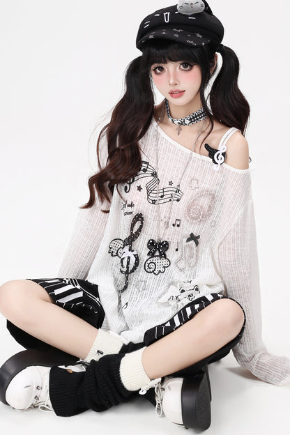Musical-Off-Shoulder-Oberteil