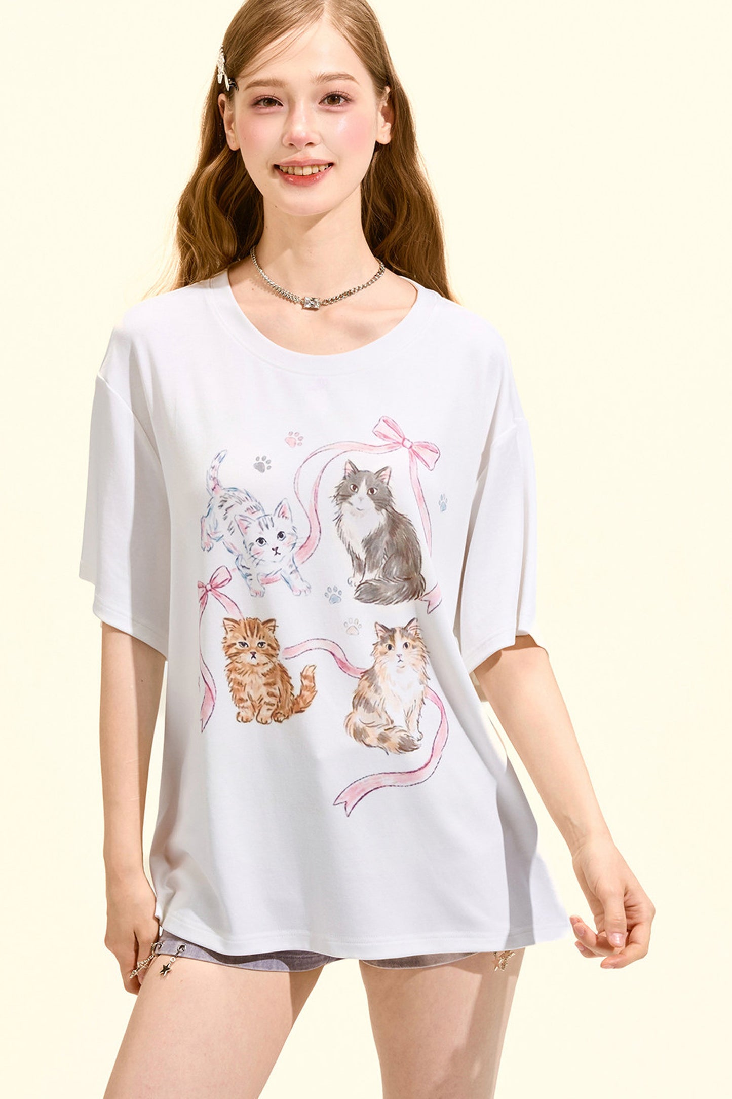 Süßes Katzen-Oversize-T-Shirt
