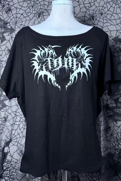 サブカルパンクオフショルTシャツ