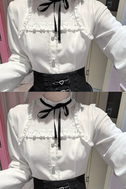 Ruffle Lace Bell Sleeve Top & Skirt Set