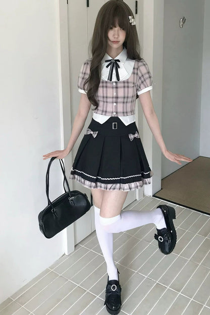 Pink Plaid School Set-Up