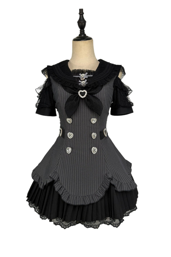 Striped Short Sleeve Top and Skirt Set