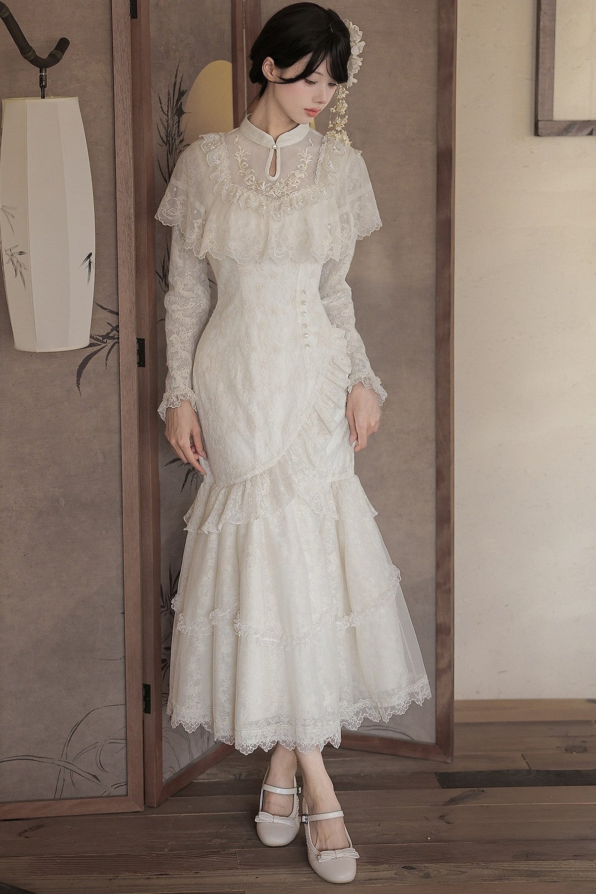 Embroidered Fishtail Qipao Dress
