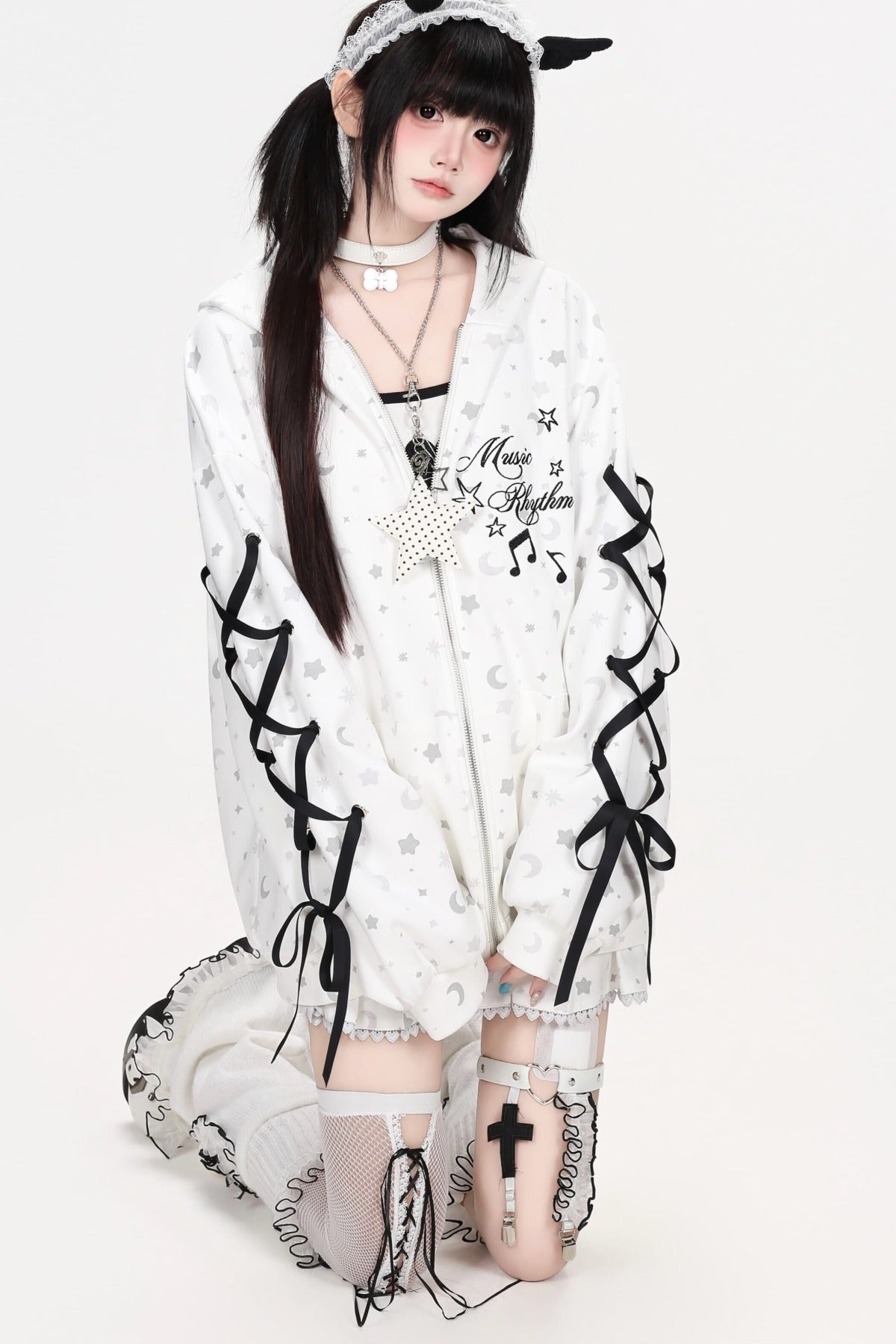 Star Night Hooded Jacket Skirt Set-Up