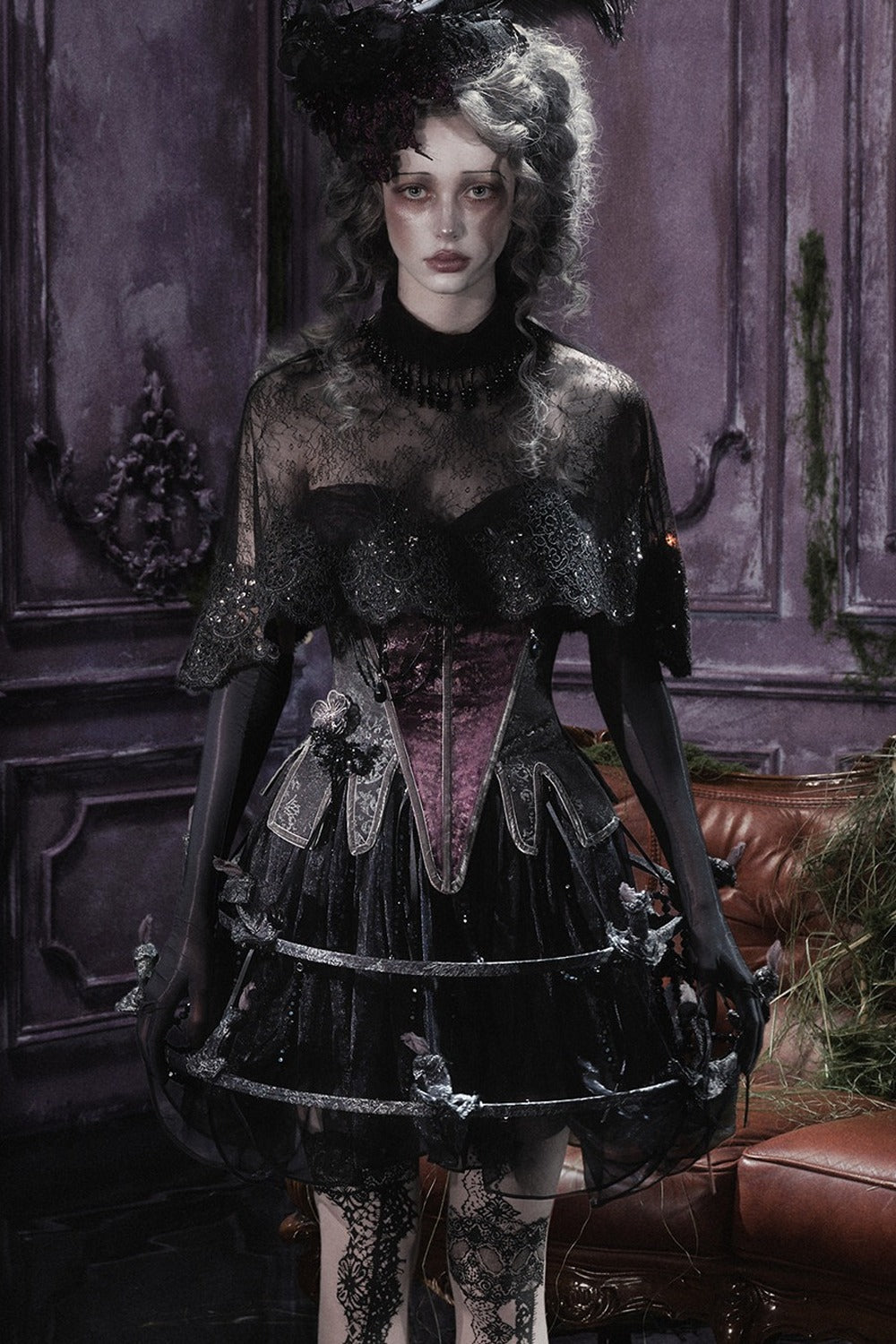 Gothic Black Lace Cape