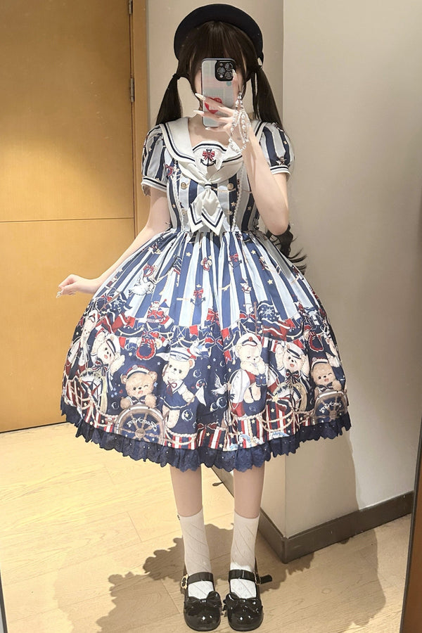 Navy Bear Sailor Collar Lolita Dress