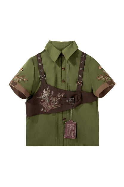 New Chinese Style Cookie Forest Shirt and Skirt Set