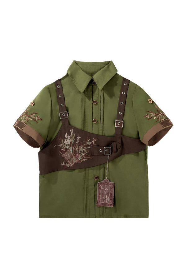 New Chinese Style Cookie Forest Shirt and Skirt Set
