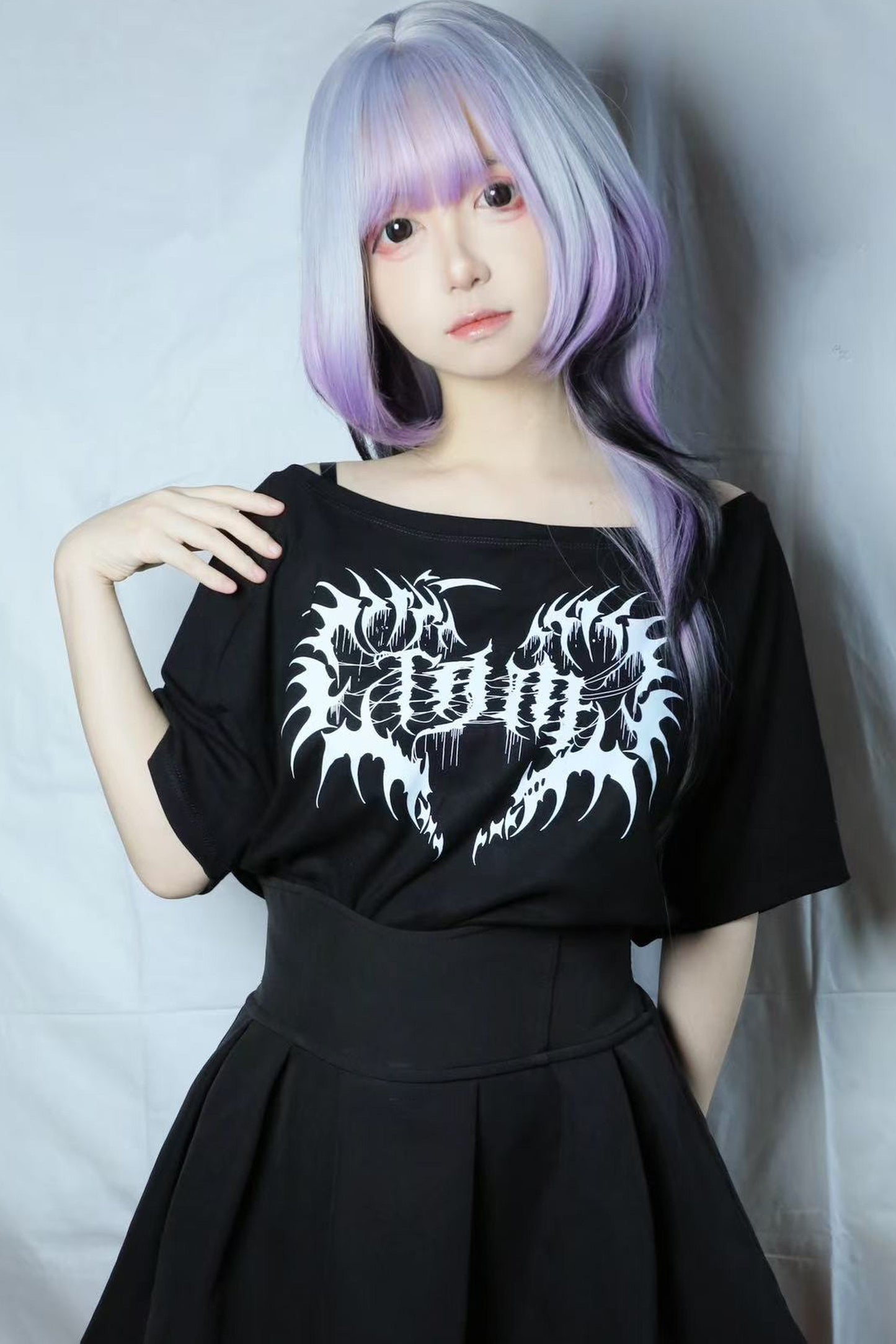 サブカルパンクオフショルTシャツ