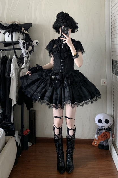 Silver Moon Thorn Halter Gothic Lolita Set