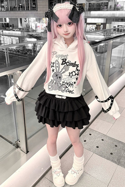 Long Eared Rabbit Sweatshirt And Cake Skirt Set-Up