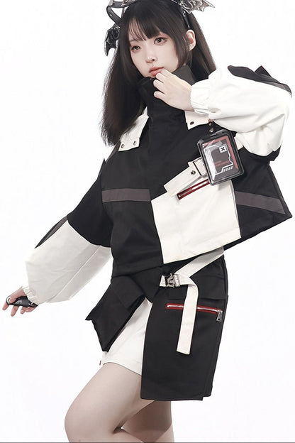 Galaxy Leap Color-Block Functional Jacket With Skirt Badge and Pants Set-Up