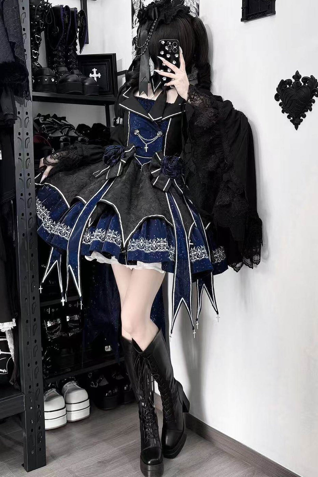 Dark Flame Princess Gothic Lolita Dress+Coat