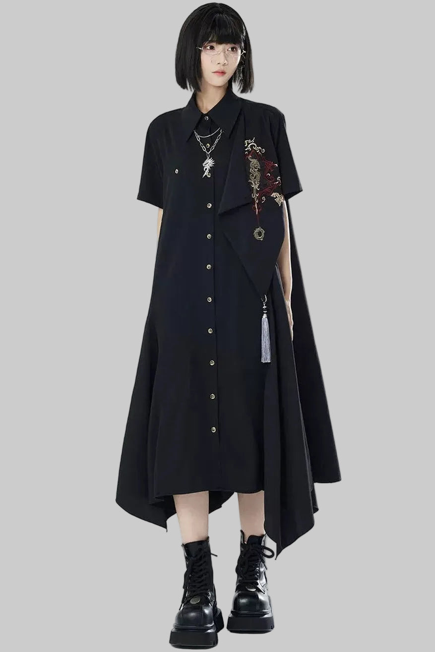 Gold Thread Embroidered Patchwork Dress