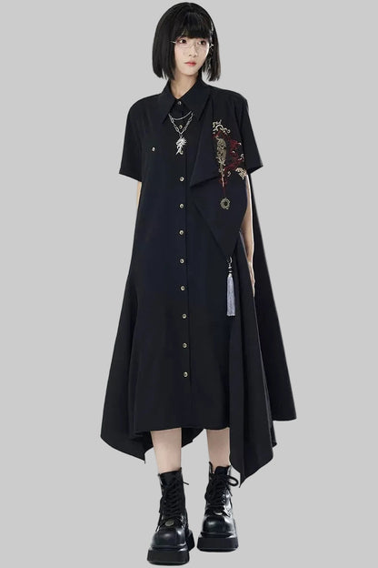 Gold Thread Embroidered Patchwork Dress