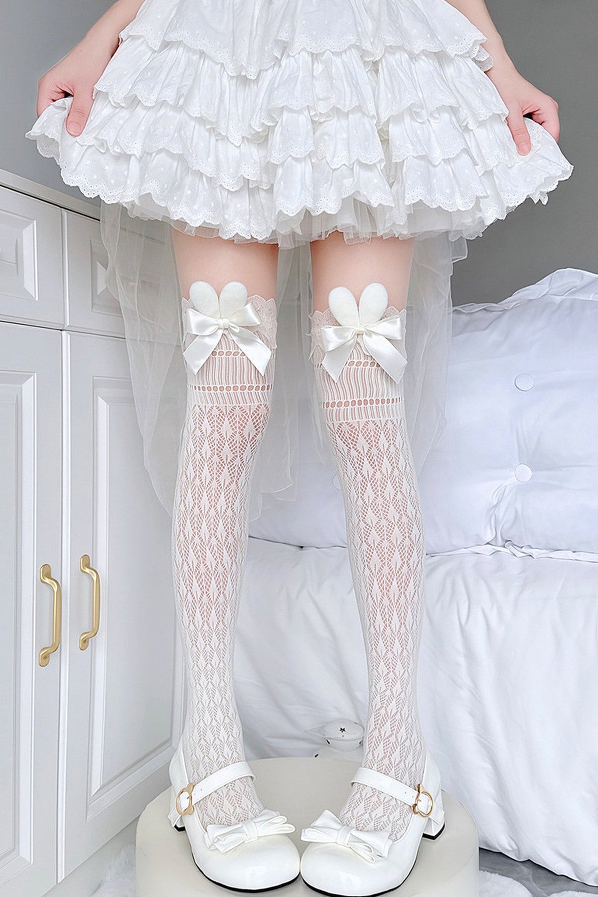 Bunny Ear Bowknot Socks