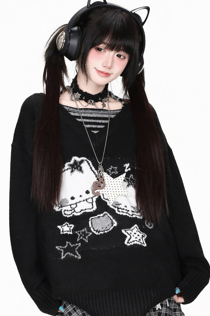 Striped Cat Knit Sweater