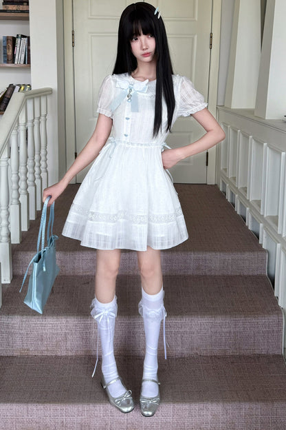 Kleid mit Polka-Dots, Musiknoten und Spitzenbesatz