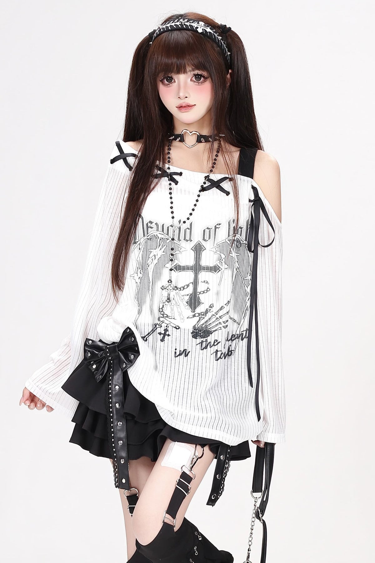 Loose Off-Shoulder Tie Long-Sleeve Cover-Up