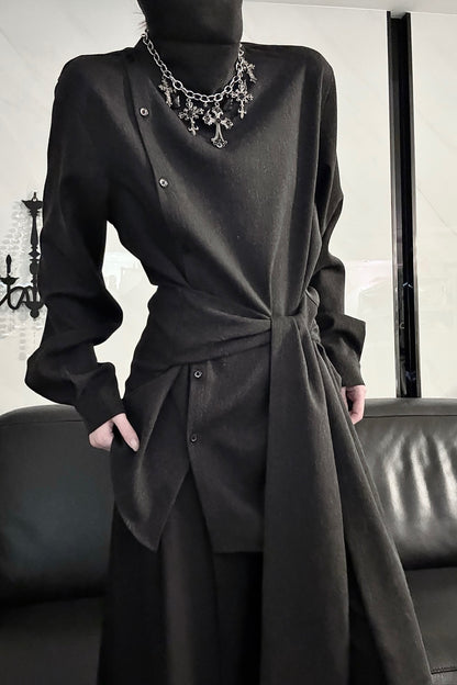 Long Sleeve Diagonal Placket Shirt