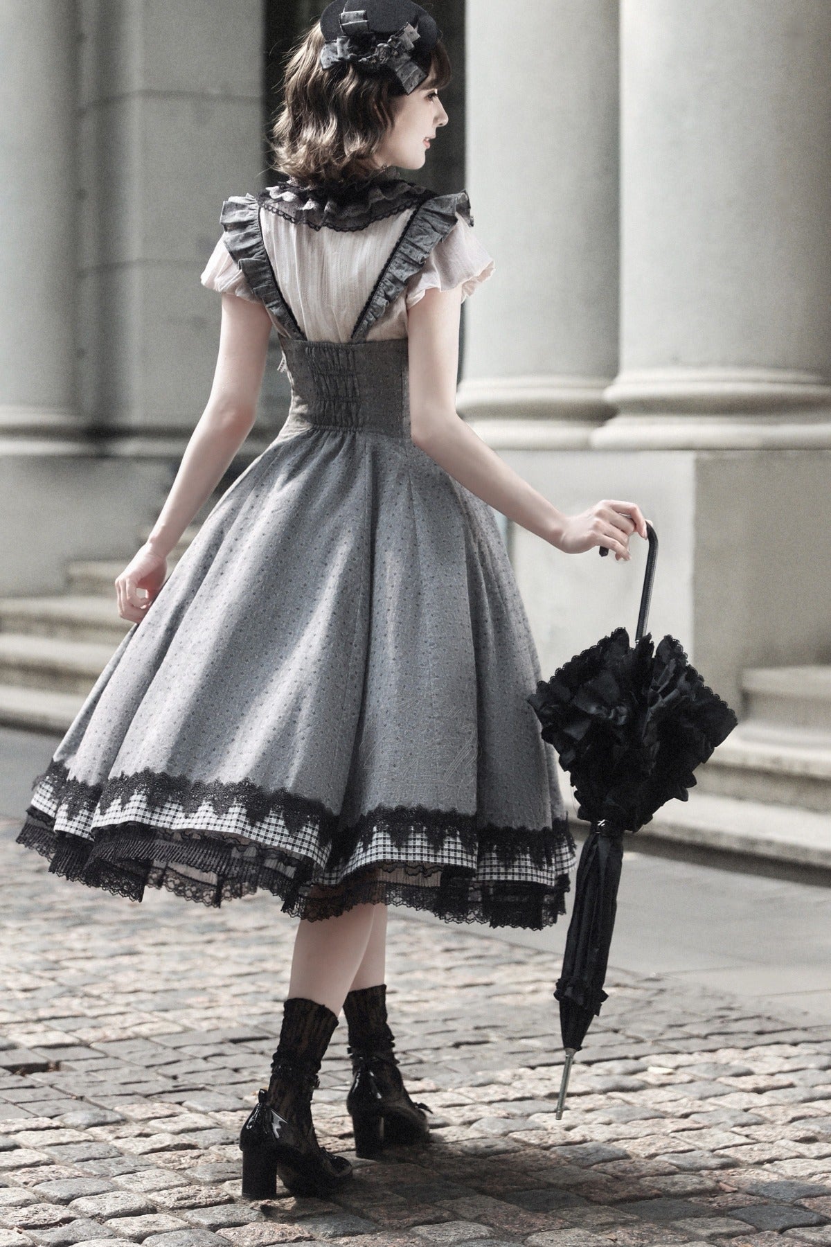 Ruffle Collar Shirt and Dress Set-Up
