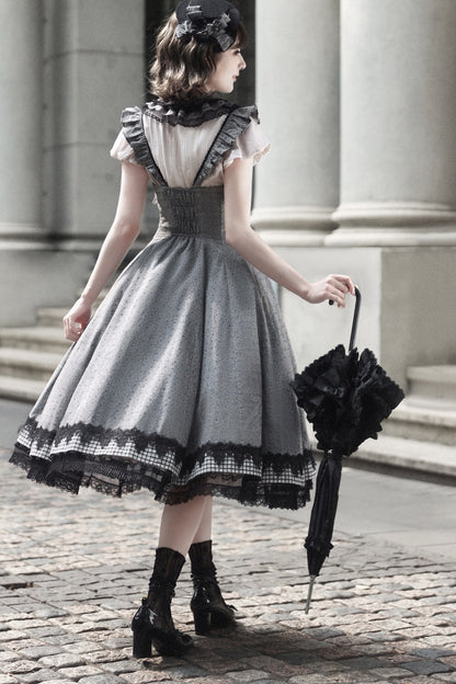 Ruffle Collar Shirt and Dress Set-Up