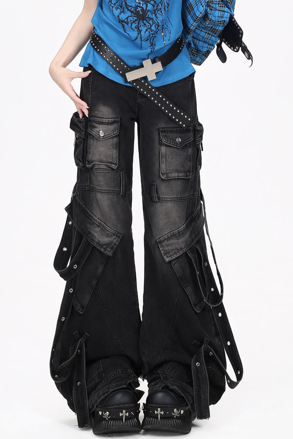 Studded Cross Street Wide-Leg Jeans