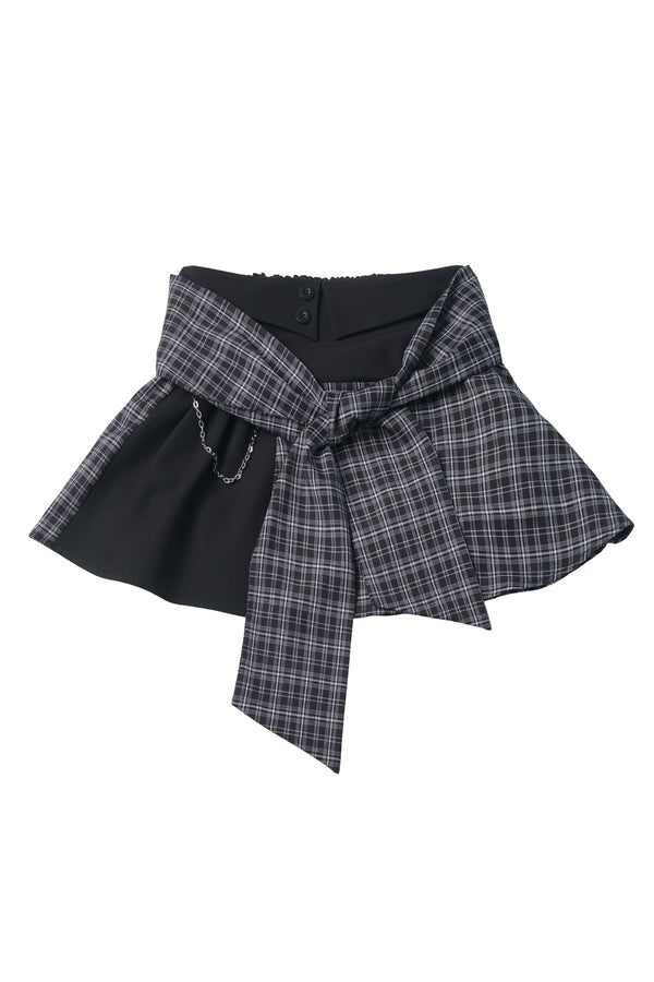 Irregular Plaid Layered-Look Dress With Top and Skirt Set-Up
