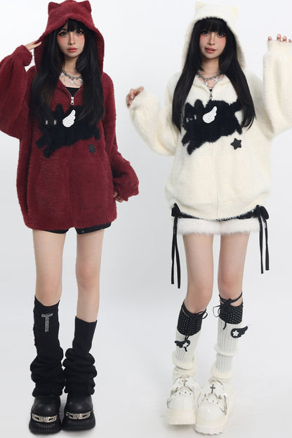 Cat Ear Hooded Knit Cardigan