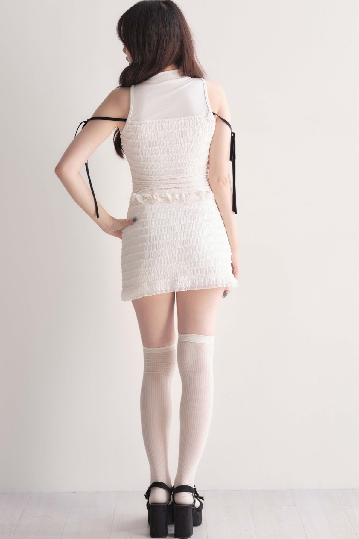 Sweet Ribbon Shirred Top & Skirt Set