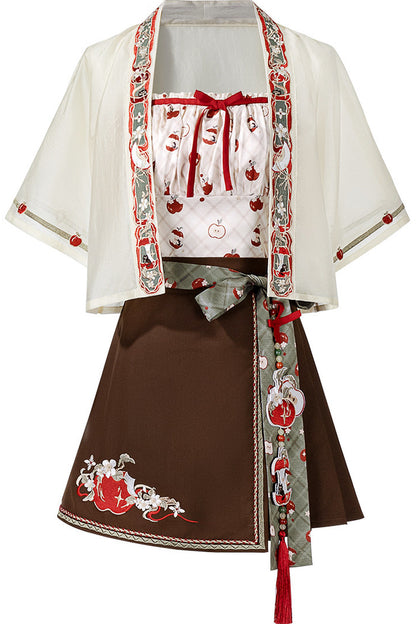 Little Apple New Chinese Style Suspender Skirt and Top Set-Up