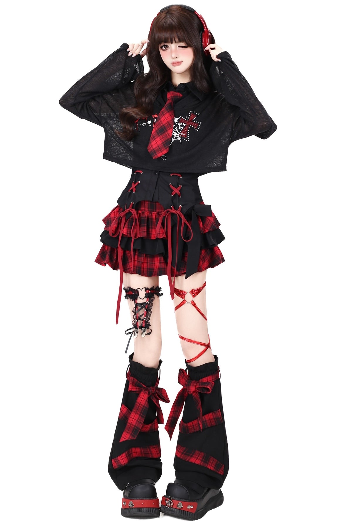 Cool Loose Long-Sleeved Blouse With Jacket and Skirt Set-Up
