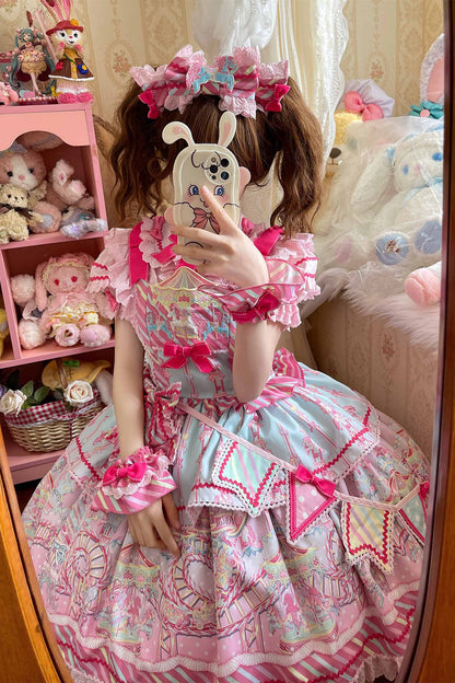 Amusement Park Jsk Suspender Dress and Shirt Set-Up