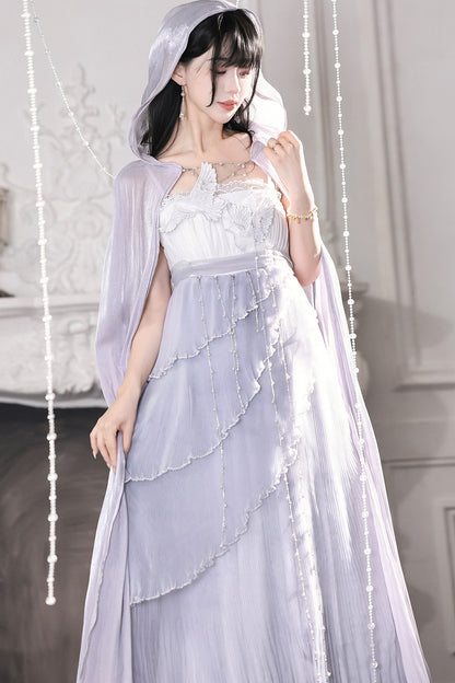 Kleid-Set im griechischen Stil mit Empire-Taille und Cape