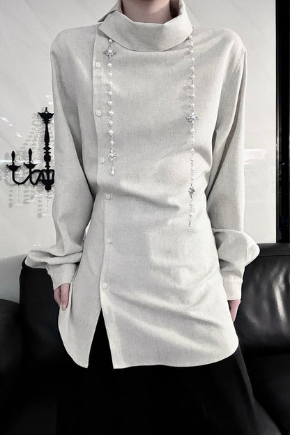 Long Sleeve Diagonal Placket Shirt