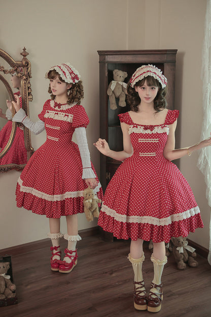 Polka Dot Ruffled Dress With Base Top Set-Up