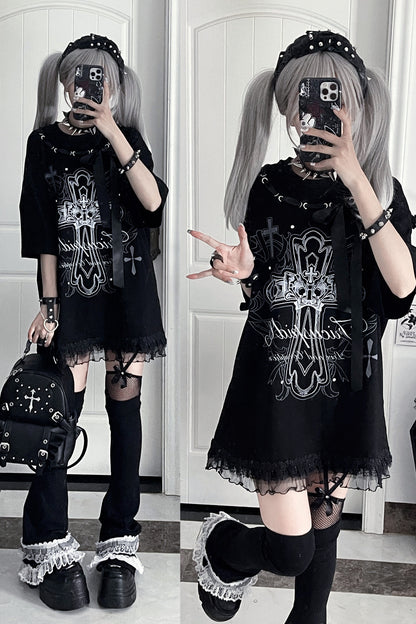 Camiseta holgada de manga corta Night Blood carta de amor