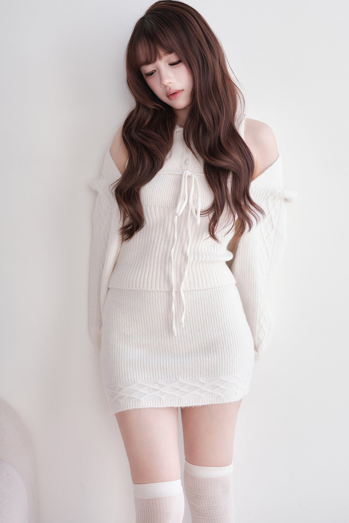 Ribbed Knit Top and Mini Skirt Set