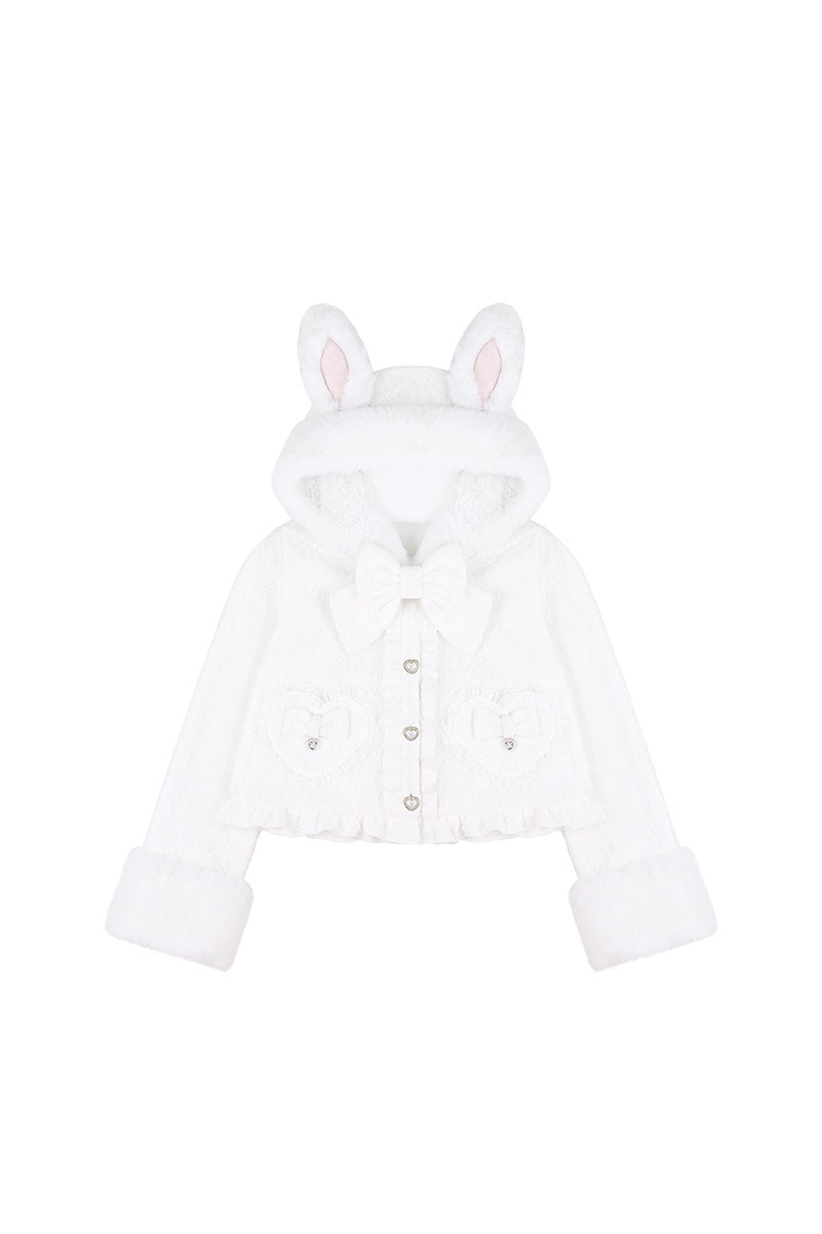 Snow Rabbit Plush Lace Coat, Top and Skirt Set-Up
