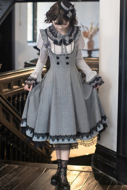 Ruffle Collar Shirt and Dress Set-Up