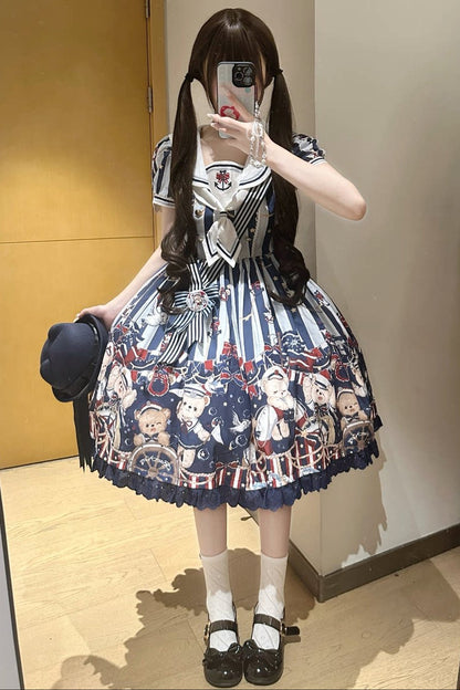 Navy Bear Sailor Collar Lolita Dress