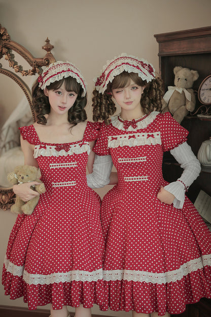 Polka Dot Ruffled Dress With Base Top Set-Up
