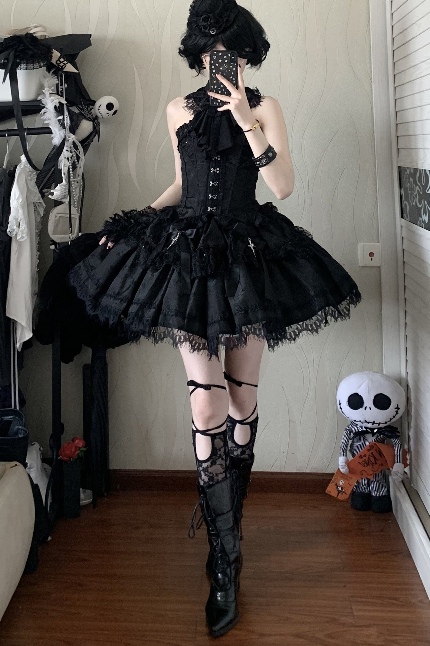 Silver Moon Thorn Halter Gothic Lolita Set