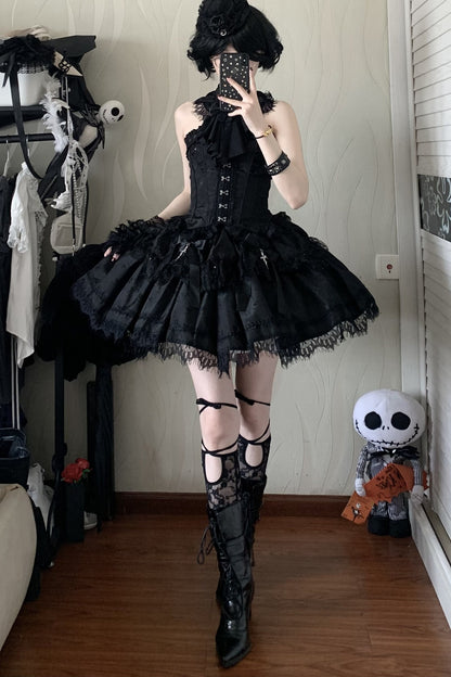 Silver Moon Thorn Halter Gothic Lolita Set
