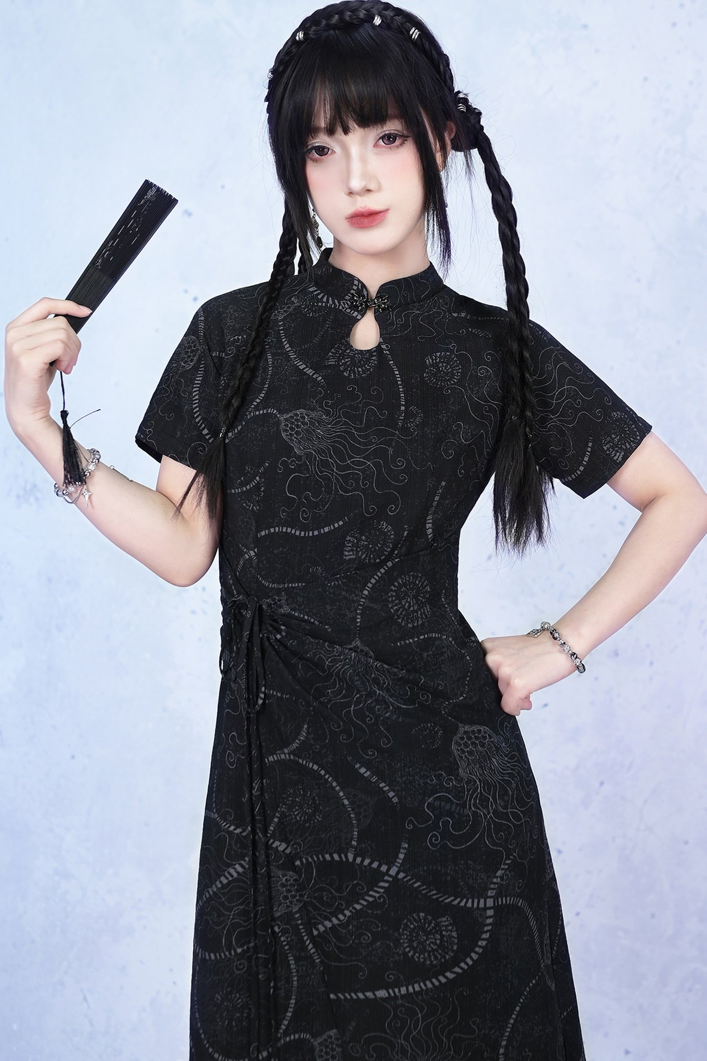 Deep Sea Print Qipao Dress