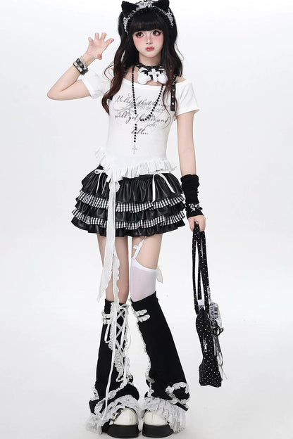 Heart Buckle Asymmetrical Dark Kawaii Top